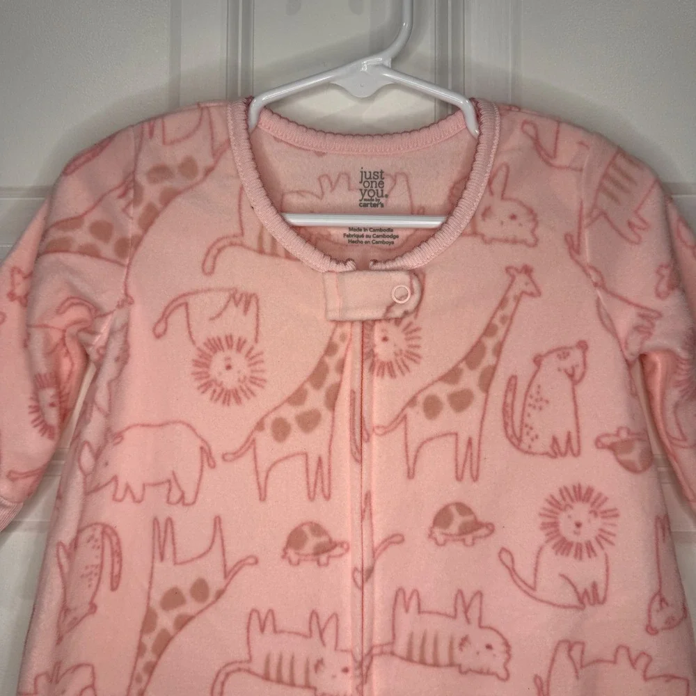 Carters Pink Fleece Animal Print Sleep Sack Wearable Blanket Size‎ 3-6M